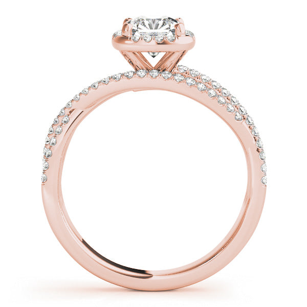 Couture Sidestone Cushion Diamond Engagement Ring in 10K/14K gold and platinum with certified lab-grown or natural diamonds