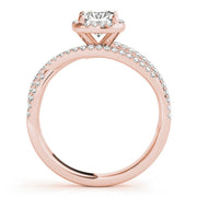 Couture Sidestone Cushion Diamond Engagement Ring in 10K/14K gold and platinum with certified lab-grown or natural diamonds