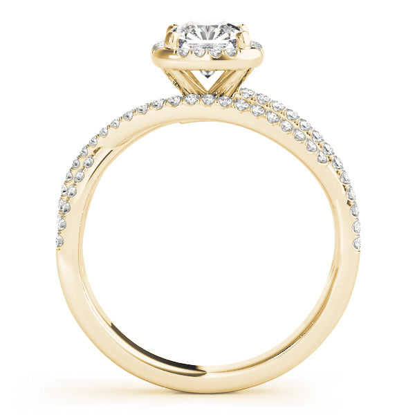 Couture Sidestone Cushion Diamond Engagement Ring in 10K/14K gold and platinum with certified lab-grown or natural diamonds