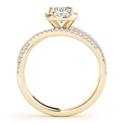 Couture Sidestone Cushion Diamond Engagement Ring in 10K/14K gold and platinum with certified lab-grown or natural diamonds