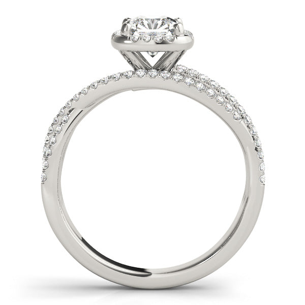 Couture Sidestone Cushion Diamond Engagement Ring in 10K/14K gold and platinum with certified lab-grown or natural diamonds