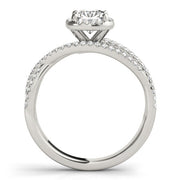 Couture Sidestone Cushion Diamond Engagement Ring in 10K/14K gold and platinum with certified lab-grown or natural diamonds