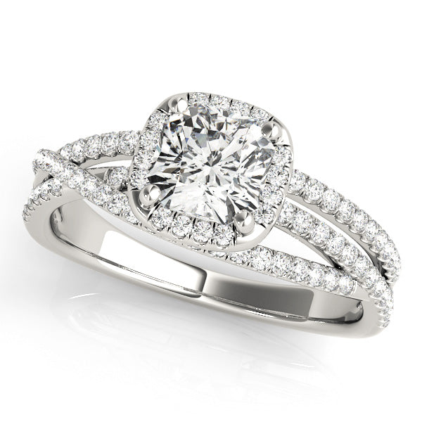 Couture Sidestone Cushion Diamond Engagement Ring in 10K/14K gold and platinum with certified lab-grown or natural diamonds