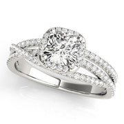 Couture Sidestone Cushion Diamond Engagement Ring in 10K/14K gold and platinum with certified lab-grown or natural diamonds