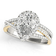 Romantic Sidestone Pear Diamond Engagement Ring in 10K/14K gold and platinum with certified lab-grown or natural diamonds