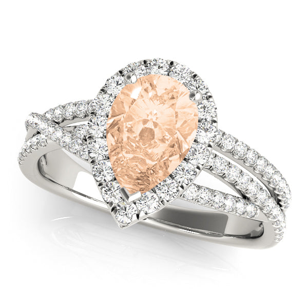 Romantic Sidestone Pear Diamond Engagement Ring in 10K/14K gold and platinum with certified lab-grown or natural diamonds