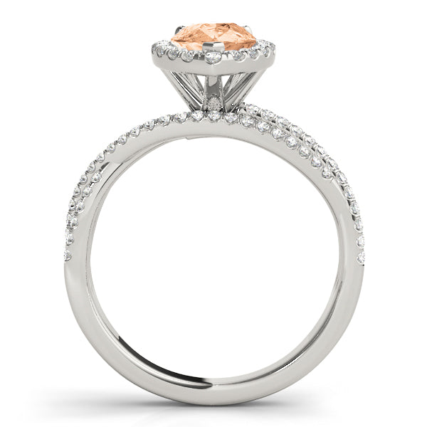 Romantic Sidestone Pear Diamond Engagement Ring in 10K/14K gold and platinum with certified lab-grown or natural diamonds
