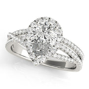 Romantic Sidestone Pear Diamond Engagement Ring in 10K/14K gold and platinum with certified lab-grown or natural diamonds