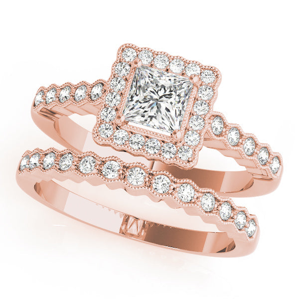 Crowned Sidestone Cushion Diamond Engagement Ring in 10K/14K gold and platinum with certified lab-grown or natural diamonds