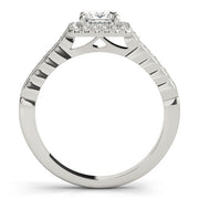 Crowned Sidestone Cushion Diamond Engagement Ring in 10K/14K gold and platinum with certified lab-grown or natural diamonds