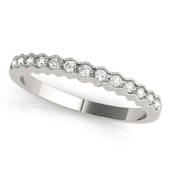 Milgrain Half Eternity Ring in Gold & Platinum