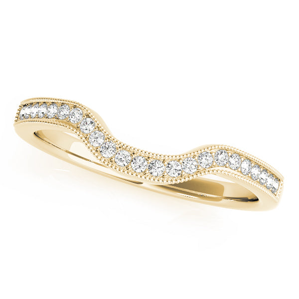 Milgrain Prong Set Curved Half Eternity Ring in 10K/14K gold and platinum with certified lab-grown or natural diamonds