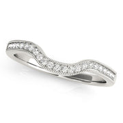 Milgrain Prong Set Curved Half Eternity Ring in Gold & Platinum