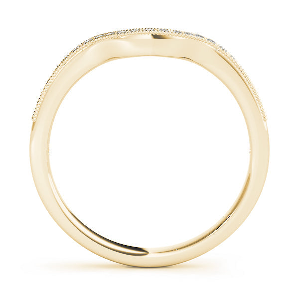 Milgrain Prong Set Curved Half Eternity Ring in Gold & Platinum
