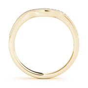 Milgrain Prong Set Curved Half Eternity Ring in Gold & Platinum