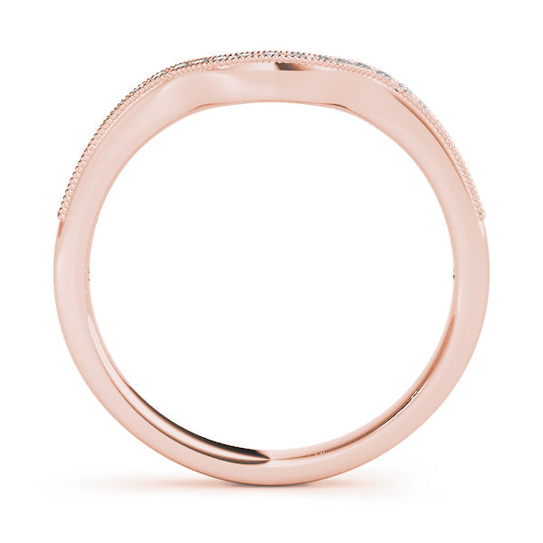 Milgrain Prong Set Curved Half Eternity Ring in Gold & Platinum