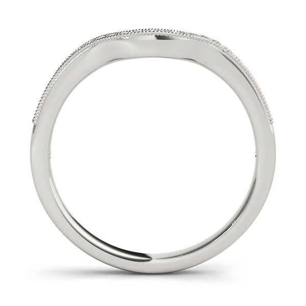 Milgrain Prong Set Curved Half Eternity Ring in Gold & Platinum