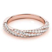 Twisting Diamond Half Eternity Ring in Gold & Platinum