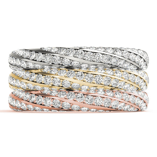 Twisting Diamond Half Eternity Ring in Gold & Platinum
