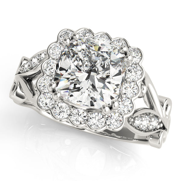 Cherished Sidestone Cushion Diamond Engagement Ring in 10K/14K gold and platinum with certified lab-grown or natural diamonds