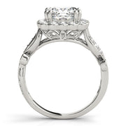 Cherished Sidestone Cushion Diamond Engagement Ring in 10K/14K gold and platinum with certified lab-grown or natural diamonds