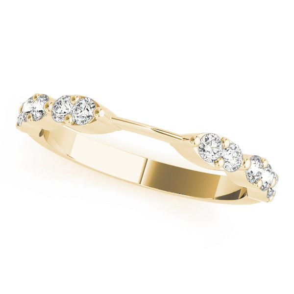 Scalloped Design Stackable Half Eternity Ring in 10K/14K gold and platinum with certified lab-grown or natural diamonds