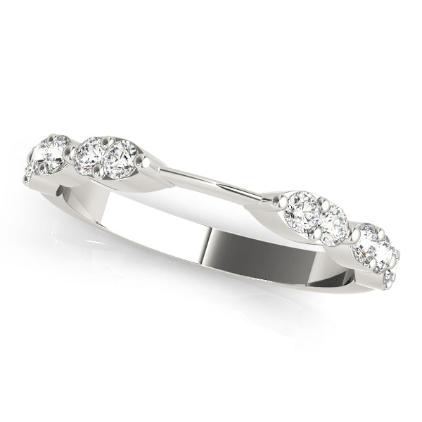 Scalloped Design Stackable Half Eternity Ring in Gold & Platinum