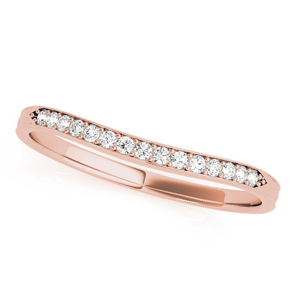 Single Row Prong in Channel Curved Half Eternity Ring in Gold & Platinum
