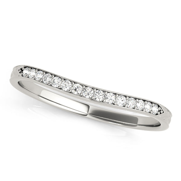 Single Row Prong in Channel Curved Half Eternity Ring in Gold & Platinum