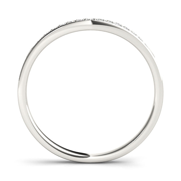 Single Row Prong in Channel Curved Half Eternity Ring in Gold & Platinum
