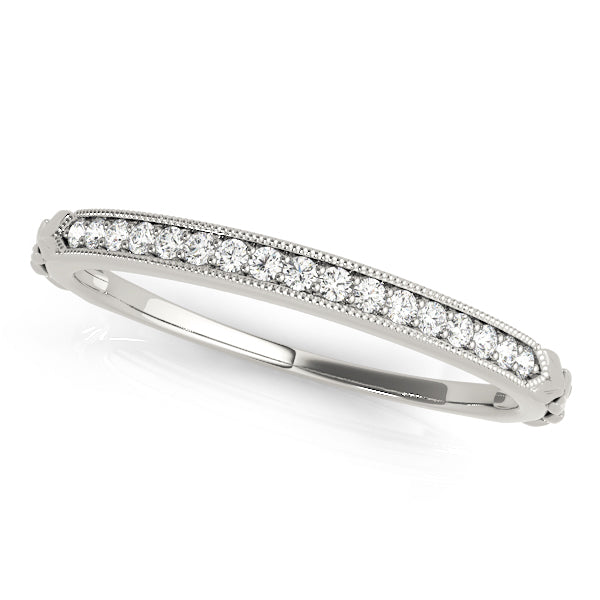 Vintage-Inspired Milgrain Half Eternity Ring in Gold & Platinum