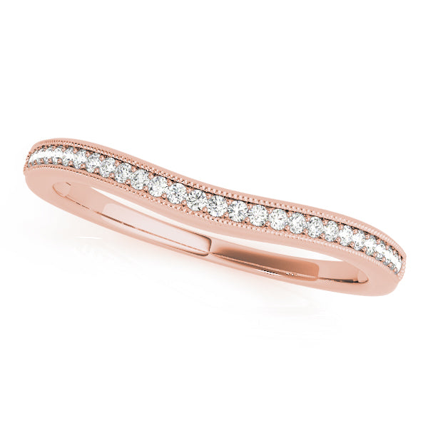 Prong Set Milgrain Curved Half Eternity Ring in Gold & Platinum