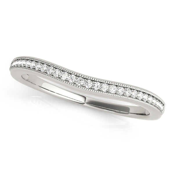 Prong Set Milgrain Curved Half Eternity Ring in Gold & Platinum