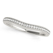 Prong Set Milgrain Curved Half Eternity Ring in Gold & Platinum