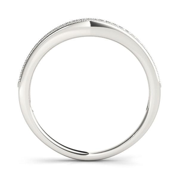 Prong Set Milgrain Curved Half Eternity Ring in Gold & Platinum
