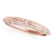 Accented Knife Edge Half Eternity Ring in Gold & Platinum