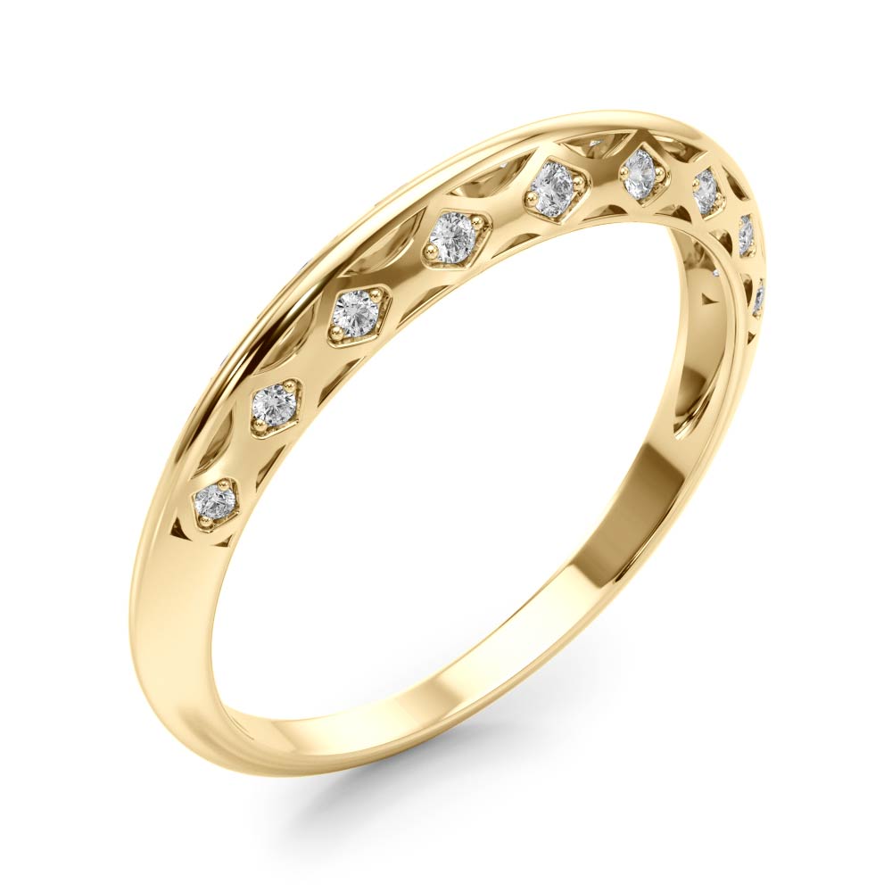 Accented Knife Edge Half Eternity Ring in Gold & Platinum