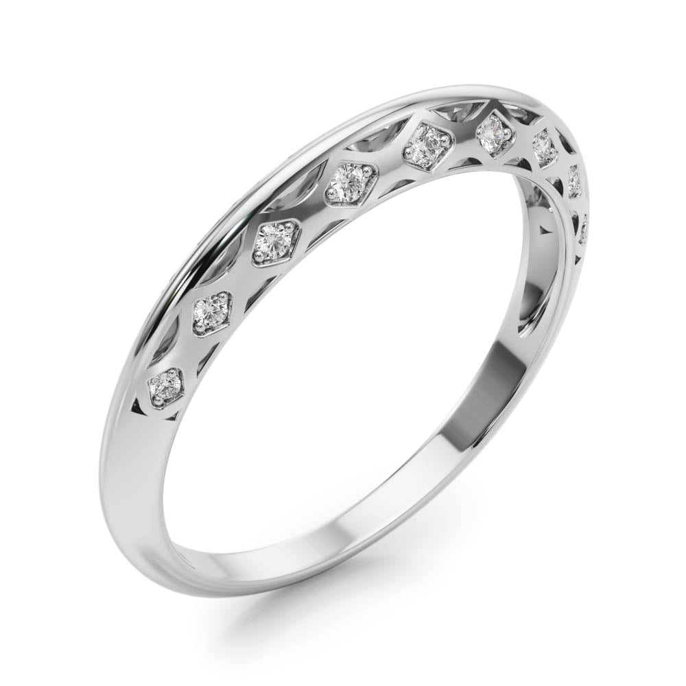 Accented Knife Edge Half Eternity Ring in Gold & Platinum