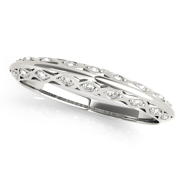 Accented Knife Edge Half Eternity Ring in Gold & Platinum