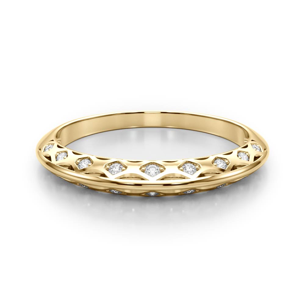 Accented Knife Edge Half Eternity Ring in Gold & Platinum