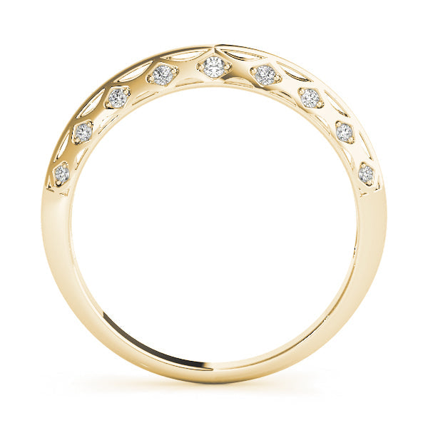 Accented Knife Edge Half Eternity Ring in Gold & Platinum