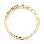 Accented Knife Edge Half Eternity Ring in Gold & Platinum