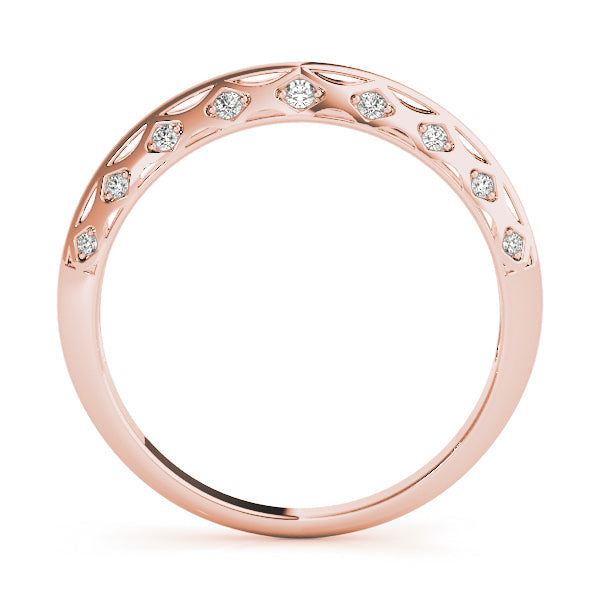 Accented Knife Edge Half Eternity Ring in Gold & Platinum