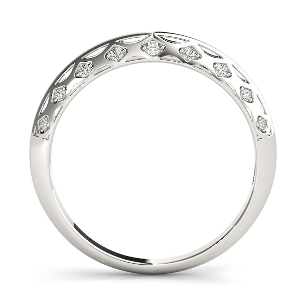Accented Knife Edge Half Eternity Ring in Gold & Platinum