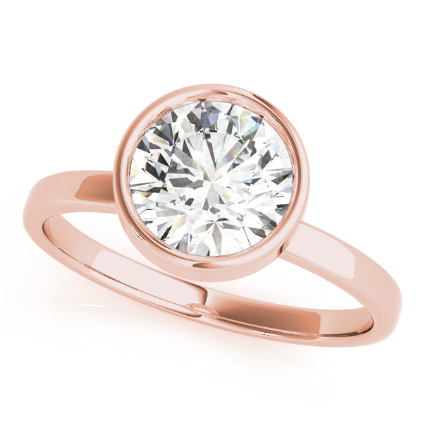 Elegant Bezel Solitaire Round Diamond Engagement Ring in 10K/14K gold and platinum with certified lab-grown or natural diamonds