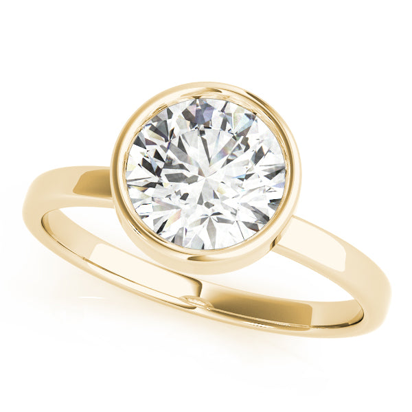 Elegant Bezel Solitaire Round Diamond Engagement Ring in 10K/14K gold and platinum with certified lab-grown or natural diamonds