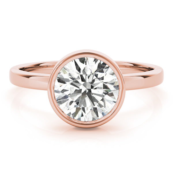 Elegant Bezel Solitaire Round Diamond Engagement Ring in 10K/14K gold and platinum with certified lab-grown or natural diamonds