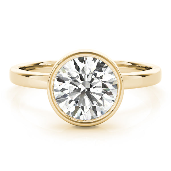 Elegant Bezel Solitaire Round Diamond Engagement Ring in 10K/14K gold and platinum with certified lab-grown or natural diamonds