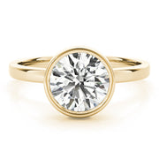 Elegant Bezel Solitaire Round Diamond Engagement Ring in 10K/14K gold and platinum with certified lab-grown or natural diamonds