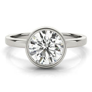 Elegant Bezel Solitaire Round Diamond Engagement Ring in 10K/14K gold and platinum with certified lab-grown or natural diamonds